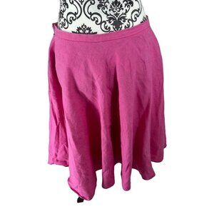 Ralph Lauren Hot Pink 100% Linen Swing A-Line Skirt Pockets Size 6
